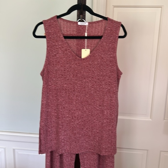 V Neck Knit Burgundy Loungewear Set 2 Piece Long Pant Size Large New With Tags - Picture 3 of 11